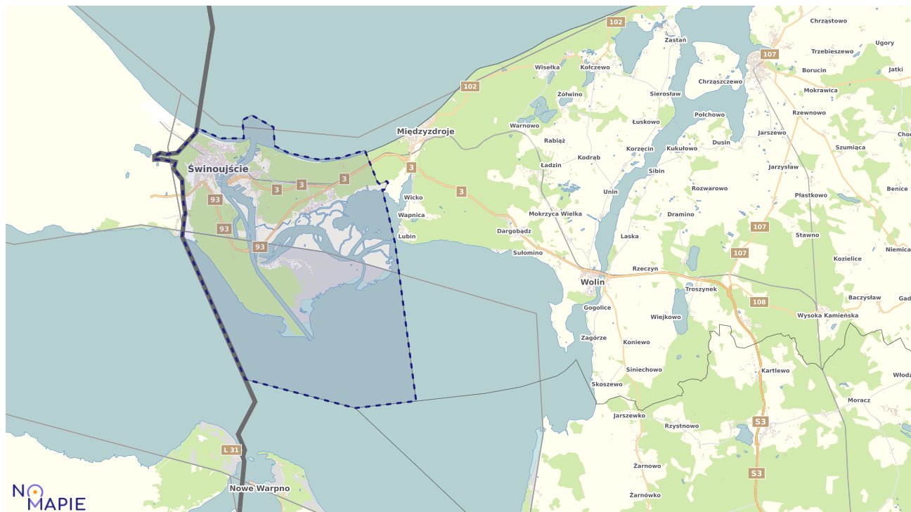 Mapa obszarów ochrony przyrody Świnoujścia