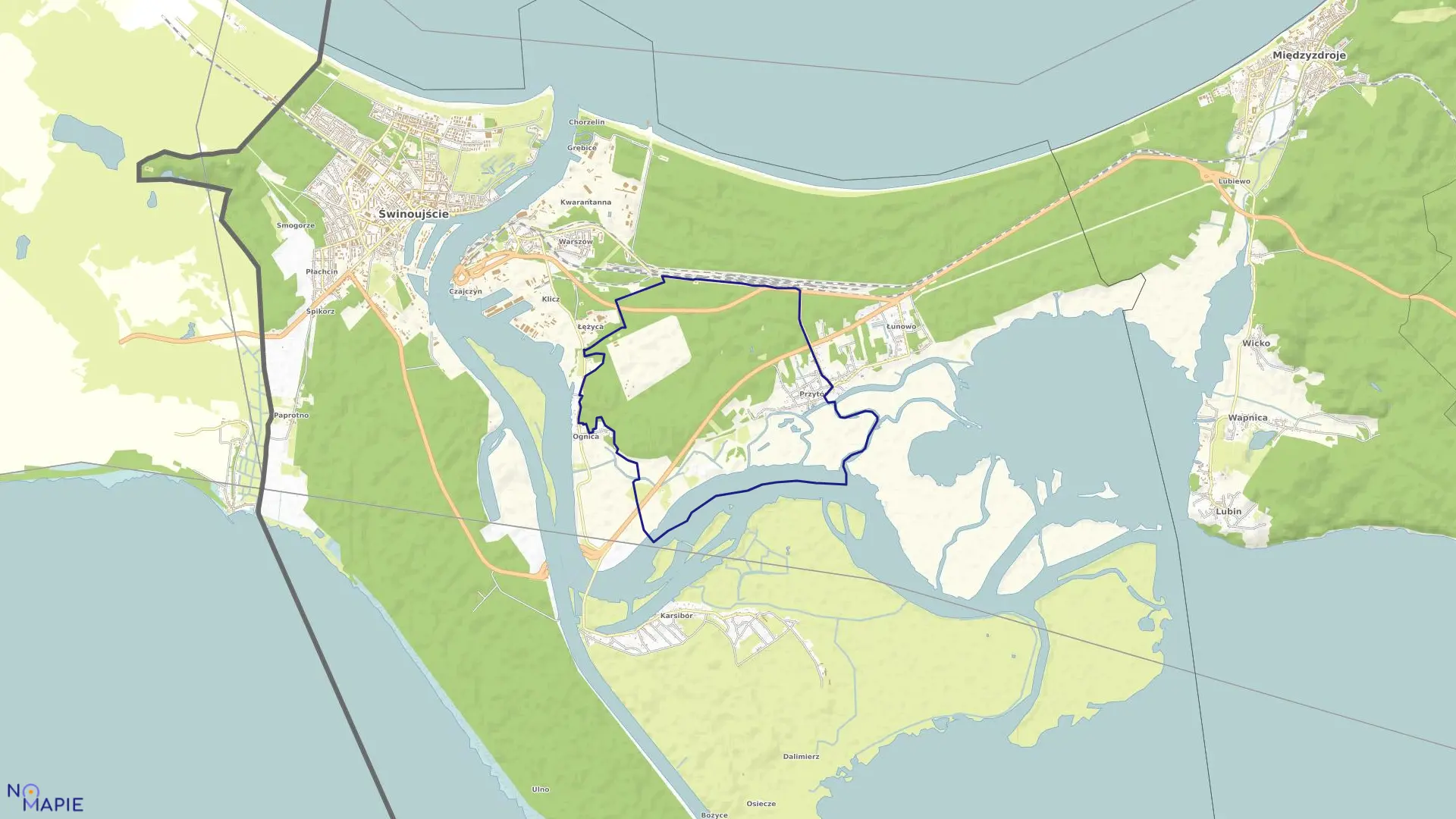 Mapa obrębu Przytór 17 w mieście Świnoujście