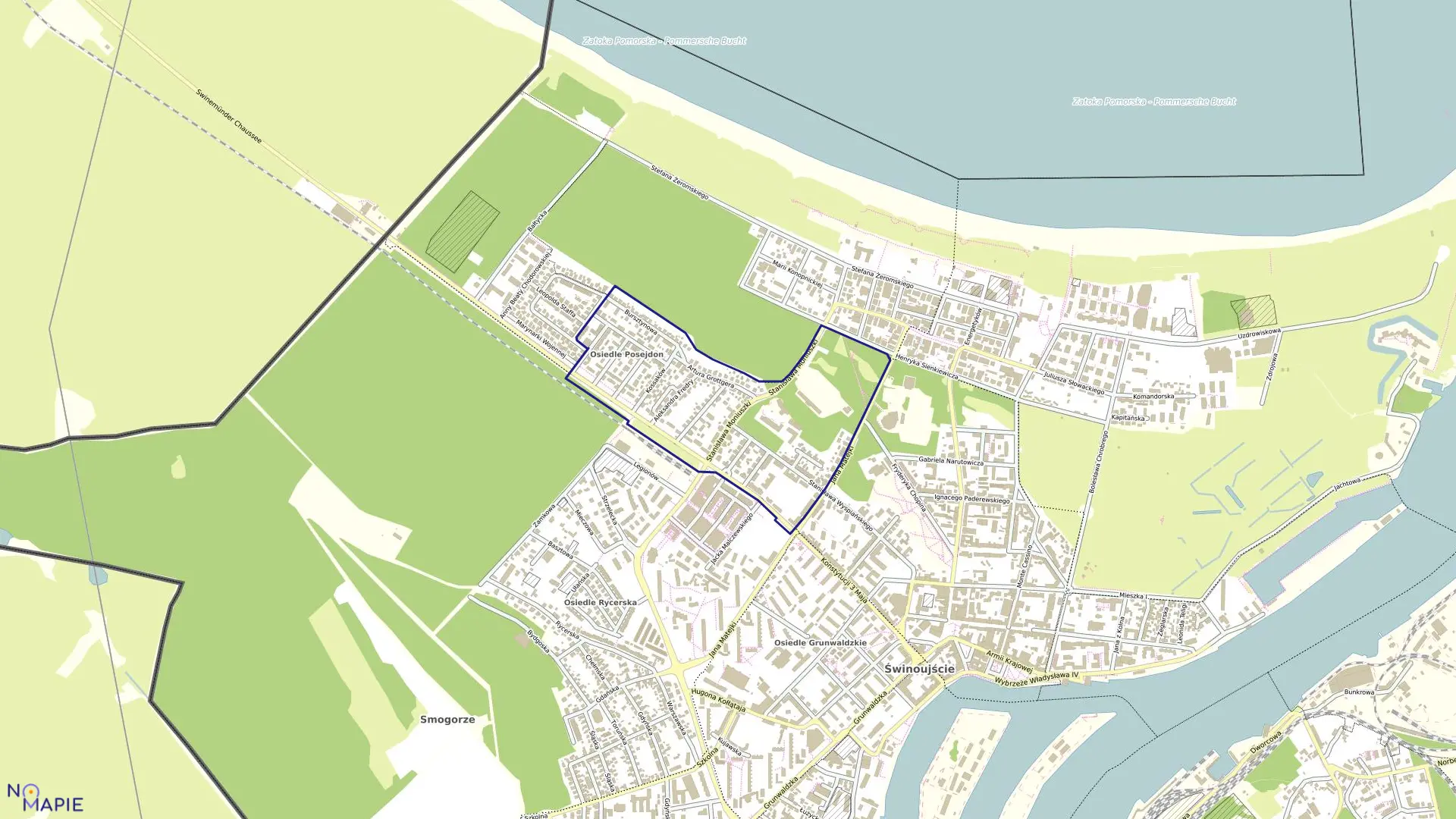 Mapa obrębu Świnoujście 4 w mieście Świnoujście
