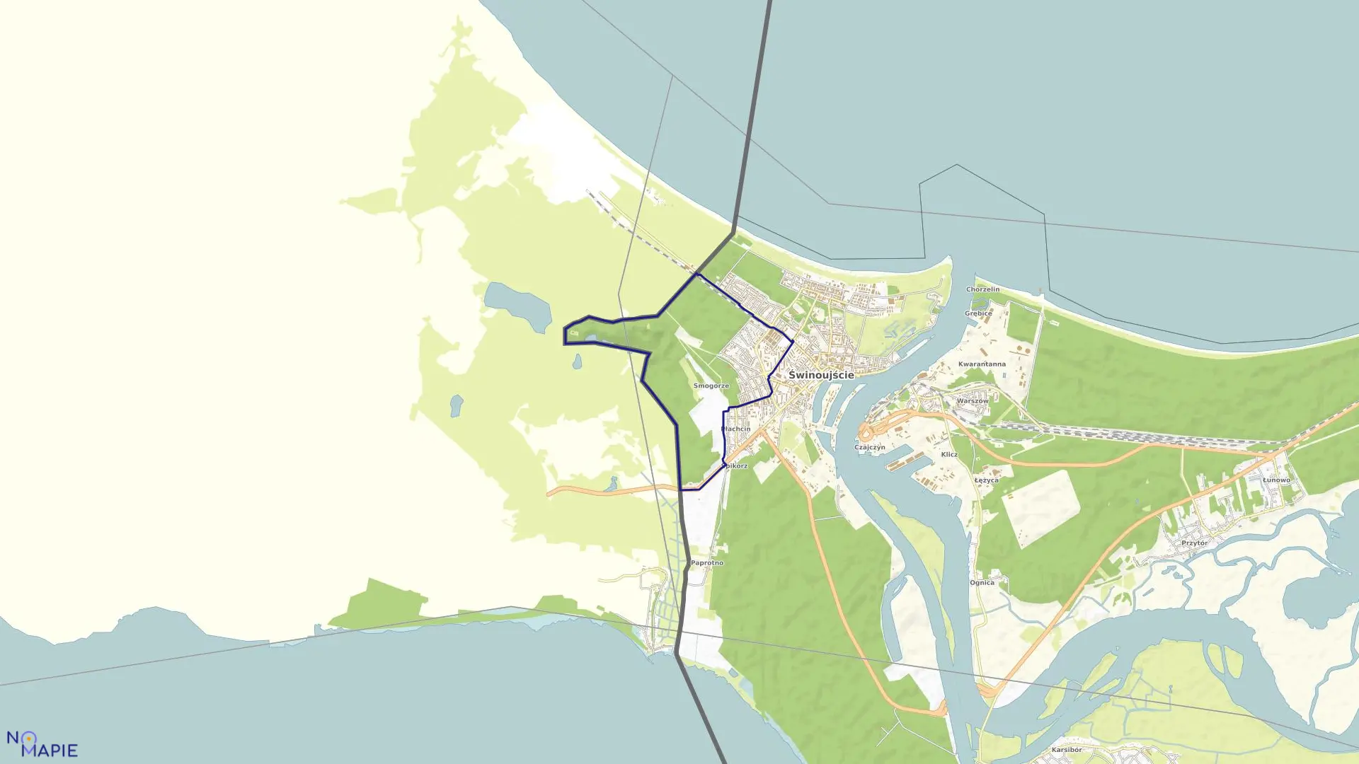 Mapa obrębu Świnoujście 5 w mieście Świnoujście