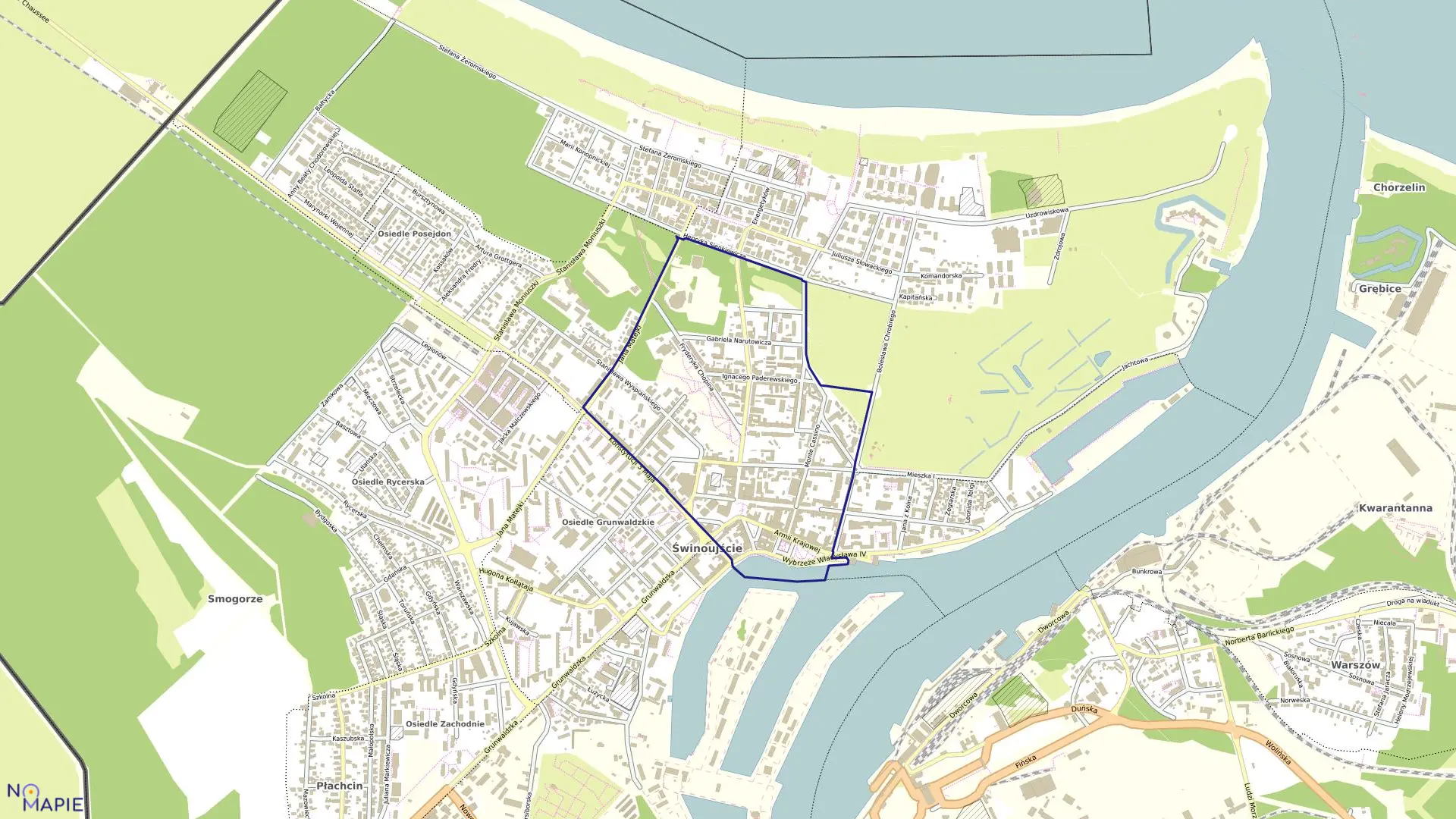 Mapa obrębu Świnoujście 6 w mieście Świnoujście